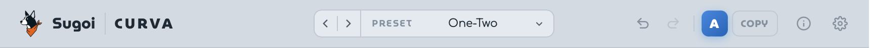 CURVA top toolbar