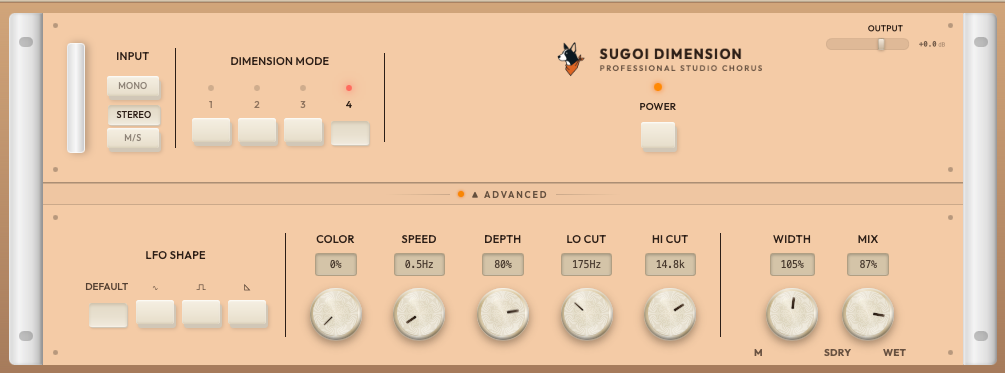 SugoiDimension — analog BBD dimension chorus plugin interface