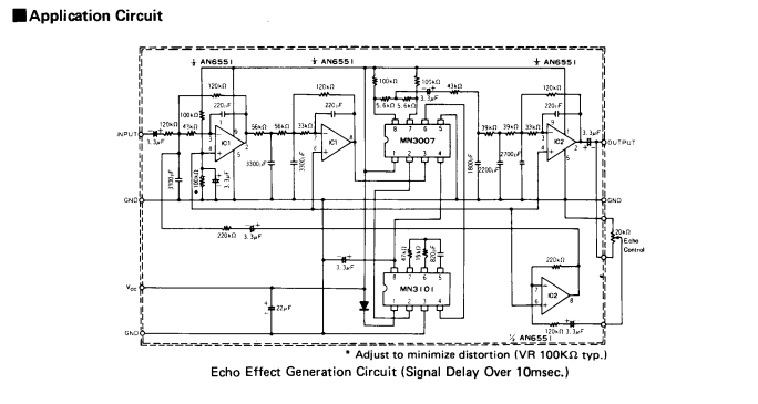 MN3007 application circuit — the bucket-brigade delay line