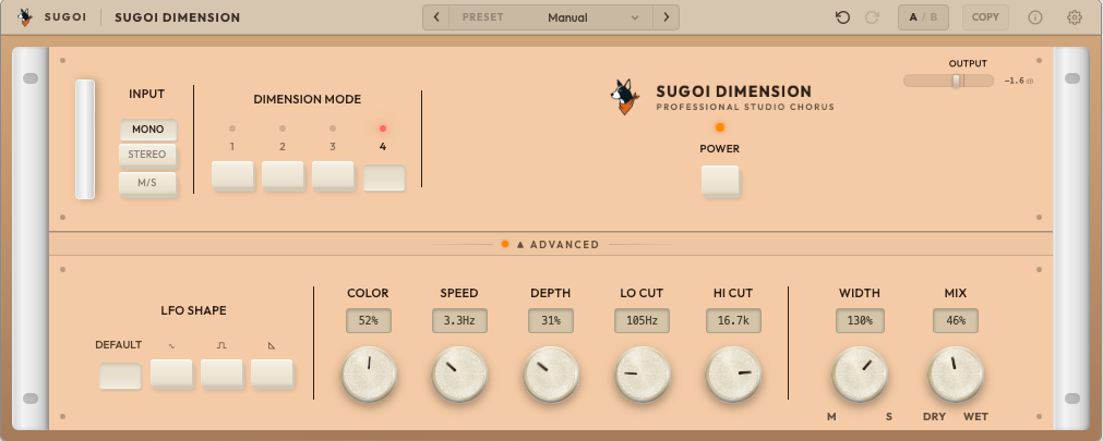 SugoiDimension interface in MONO input mode